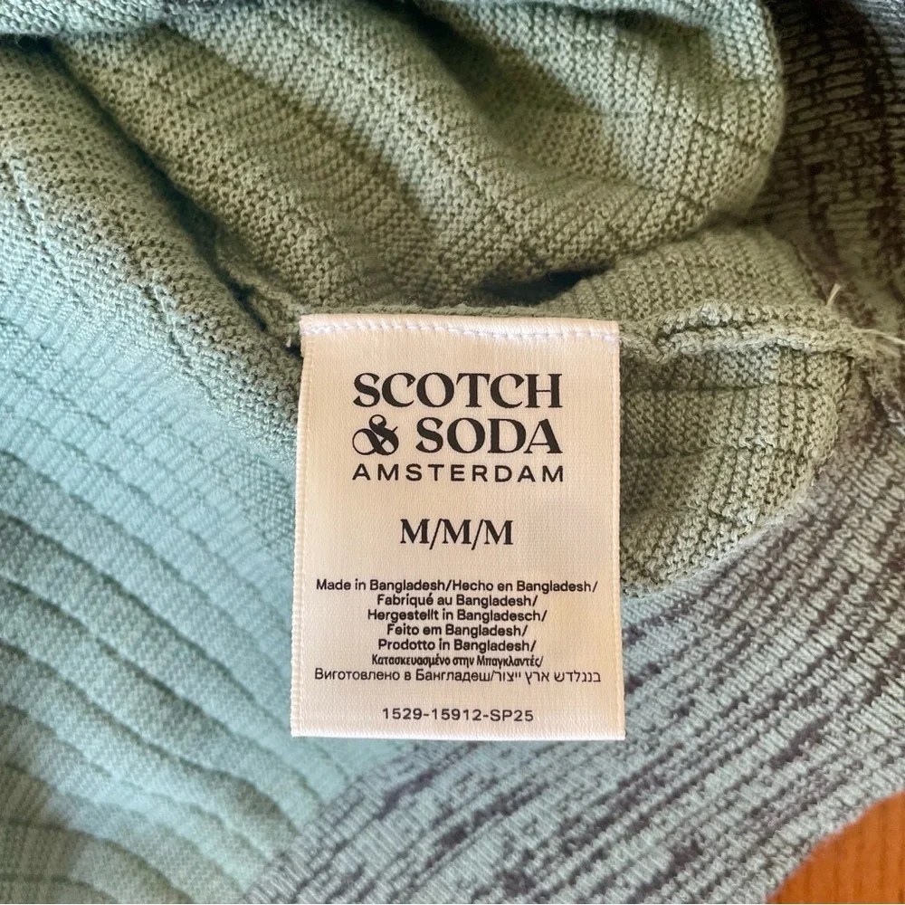 Scotch‎ & Soda Polo Sweater Men M Forest Green Marled Rib Short Sleeve
